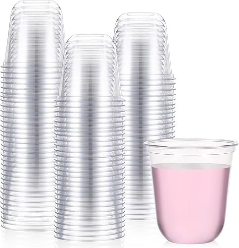 Miniatura 8 de Ziliny 100 copas de vino de plástico sin tallo, desechables, de plástico transparente, para fiestas, bodas, cumpleaños, cócteles (16 onzas)