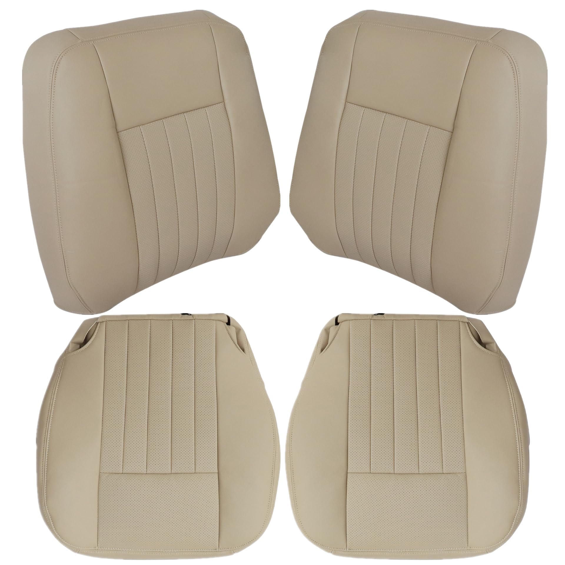 Photo 1 of GXARTS Driver and Passenger Side Bottom and Top Lean Back Replacement Perforated Leather Seat Cover Tan #KC Compatible with Lincoln Navigator 2003 2004 2005 2006