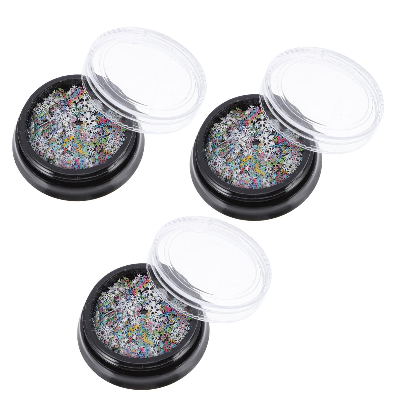 BESTYASH 3 Pack Snowflake Sequins Nail Flakes Manicure Decorations Glittery Flakes for DIY Nail Art Skin Friendly