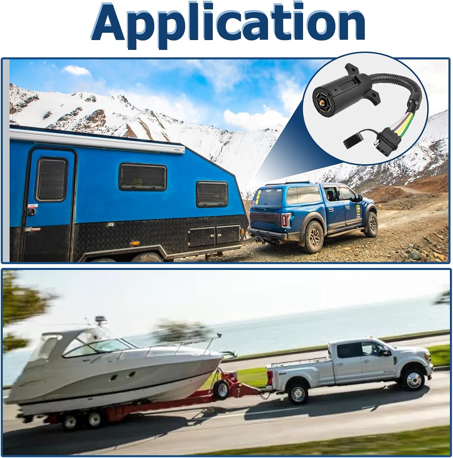 7 Pin to 4 Pin Trailer Adapter 7 Way Blade to 4 Way Flat Trailer Light Connector Adapter,Single-Function 7 Way to 4 Way Trailer for RV Truck