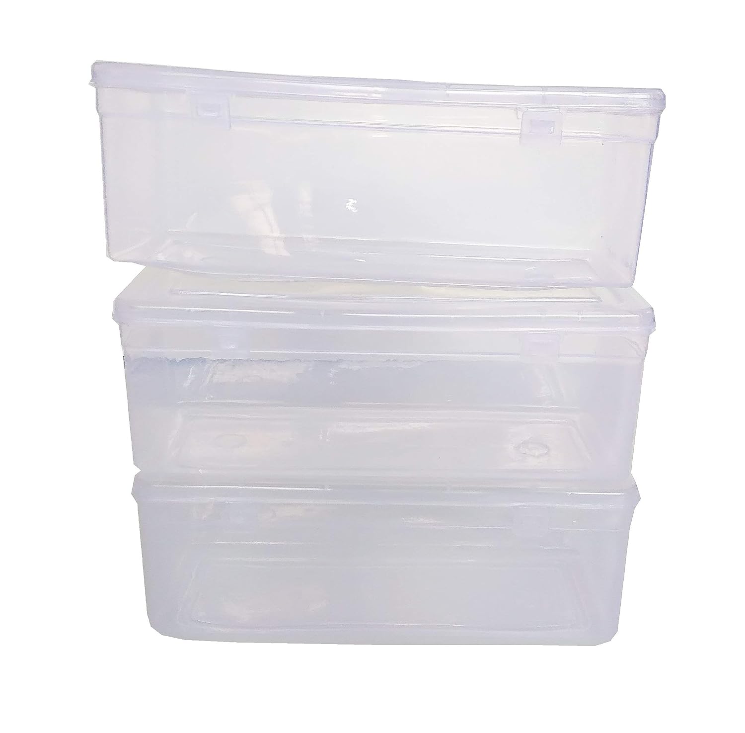 Feliz clear plastic medium sized storage boxes size 8.5x3.25x3 in (Set