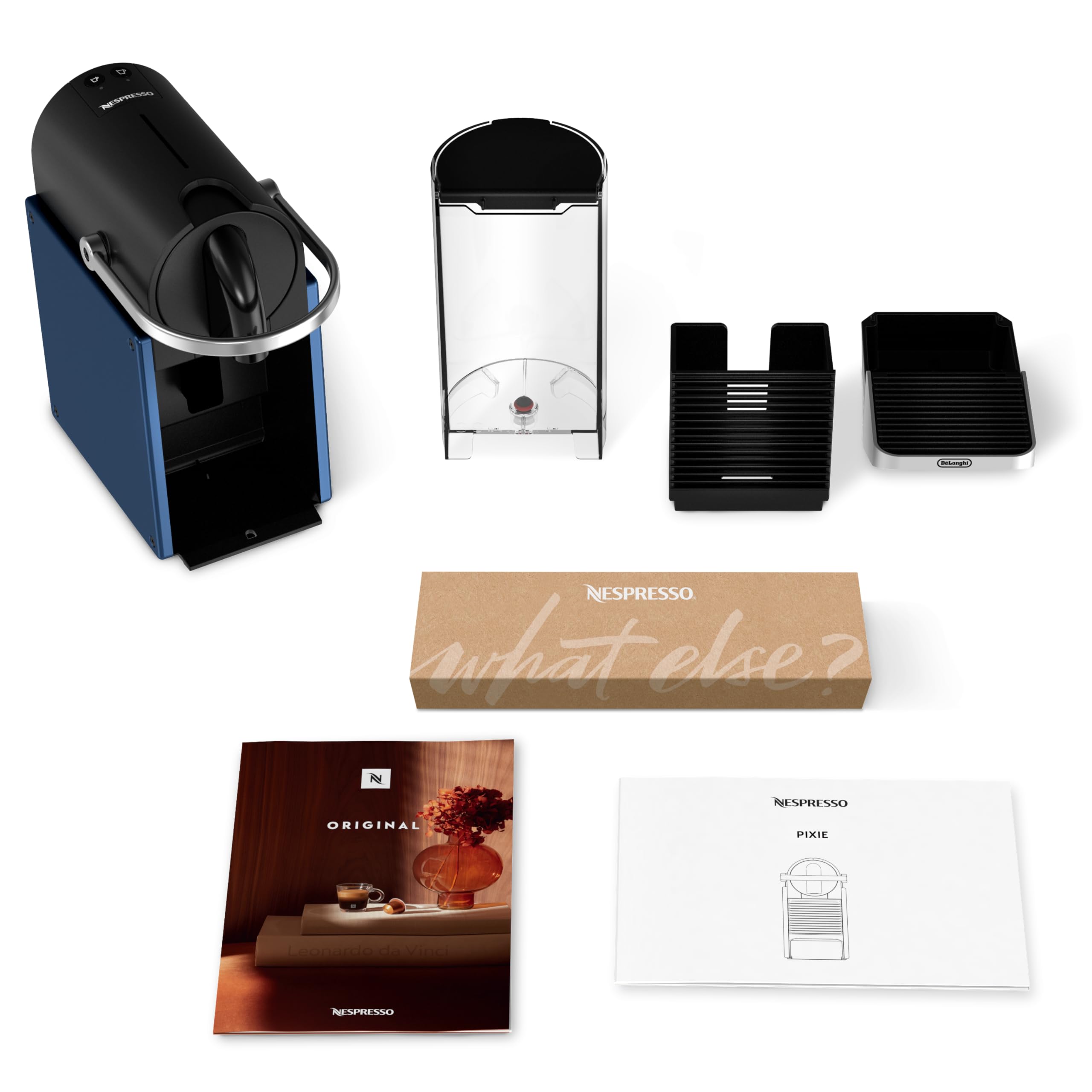 Nespresso De'Longhi Pixie EN127.BL, Máquina de Café en Cápsulas, Espresso y Café Lungo, Modo ECO, Diseño Compacto, Sistema de Presión de 19 Bares, Pack de Bienvenida Incluido, 1260W, Blue