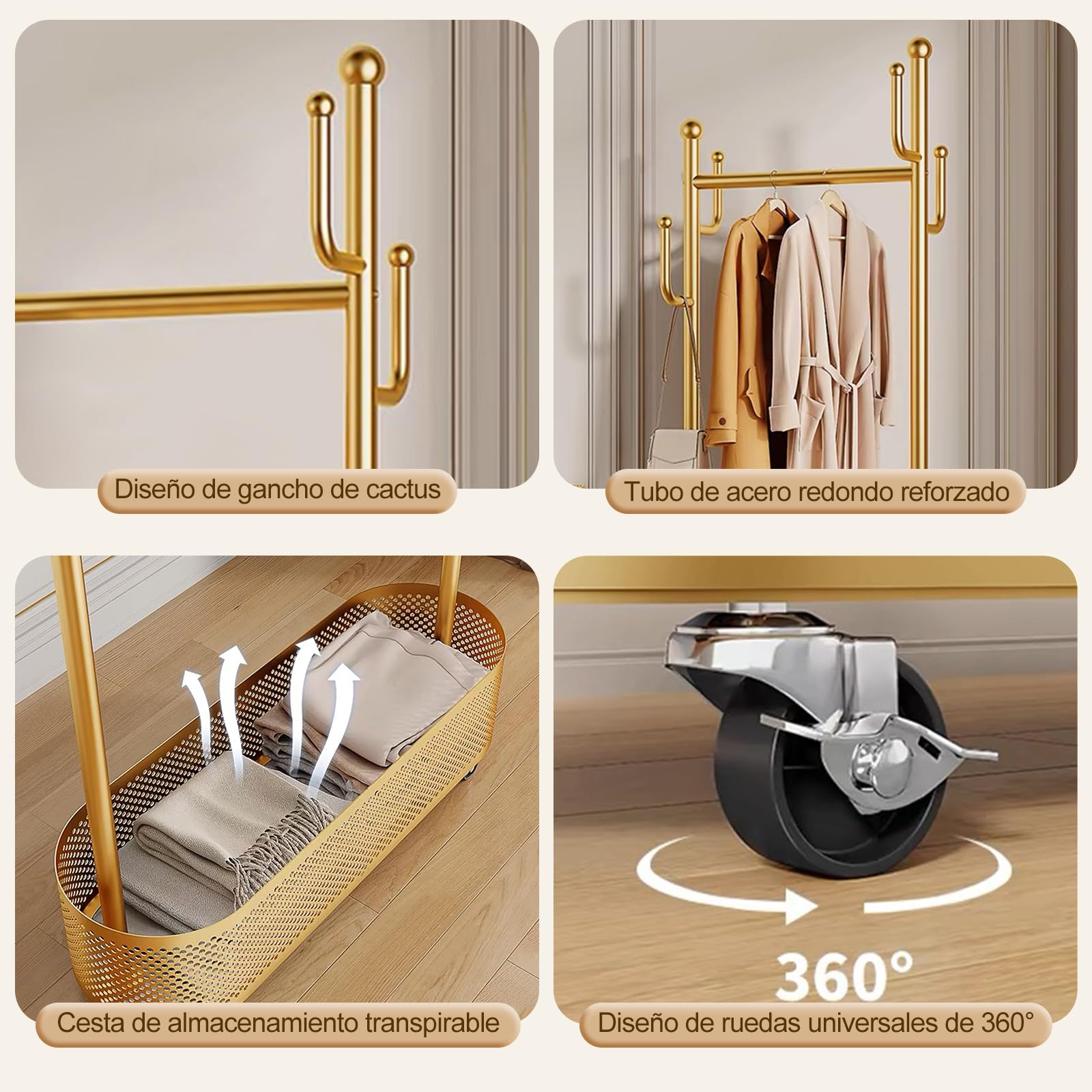 Ergocar Percheros Burro, Perchero Para Chaqueta y Sombrero Con Cesta, Diseño Multifuncional. Puede Moverse De Forma Estable a 360°, Adecuado Para Colocar En La Cama, La Sala De Estar y El Porche