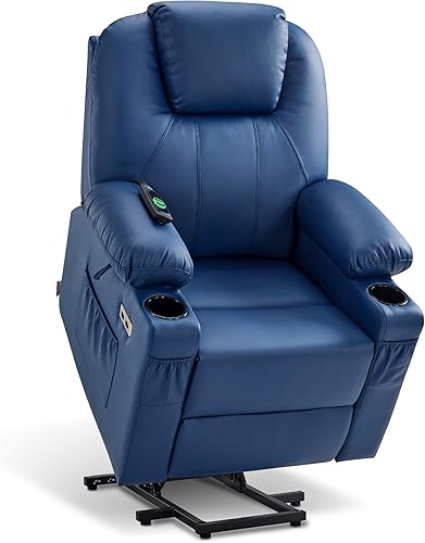 Miniatura 29 de MCombo Sillón reclinable eléctrico con capacidad de elevación, masaje y calor para ancianos, 3 posiciones, 2 bolsillos laterales y portavasos