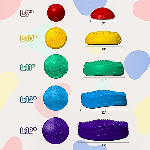 Miniatura 5 de Piedras para niños, 5 piezas de equilibrio de plástico antideslizante, piedras para niños pequeños de 3, 4, 5, 6, 7, 8 años, habilidades de