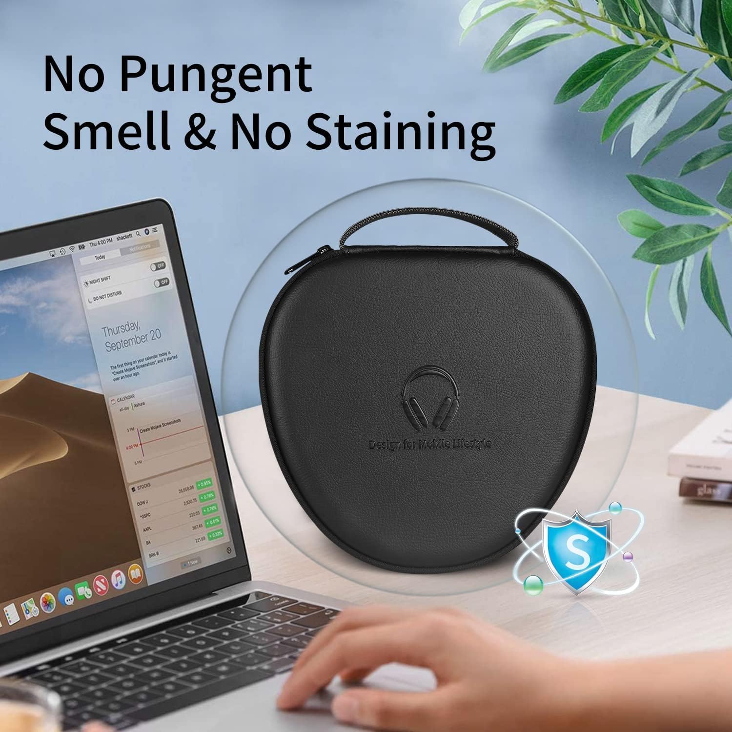 Smart Case for Apple AirPods Max Headphones, Ultra-Slim Travel Carrying Case with Sleep Mode, Airpod Max Accessories, Hard Shell Storage Bag (Black)