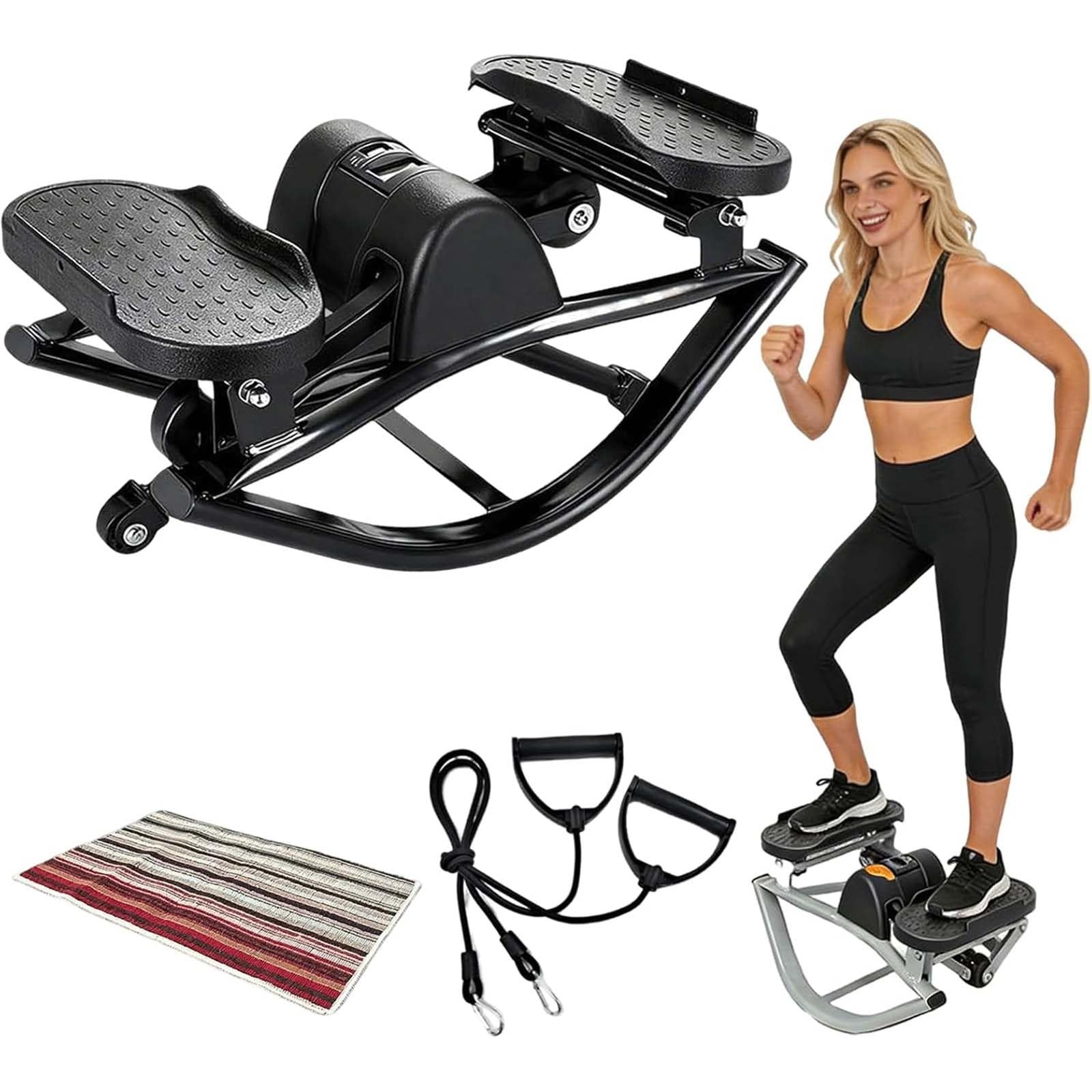 Stepper De Balanceo Lateral, Stepper De Lado A Lado con Monitor Digital Inteligente, Bajo Impacto para Las Articulaciones De Las Rodillas, Peso Máximo del Usuario: 120 Kg (264 LB)