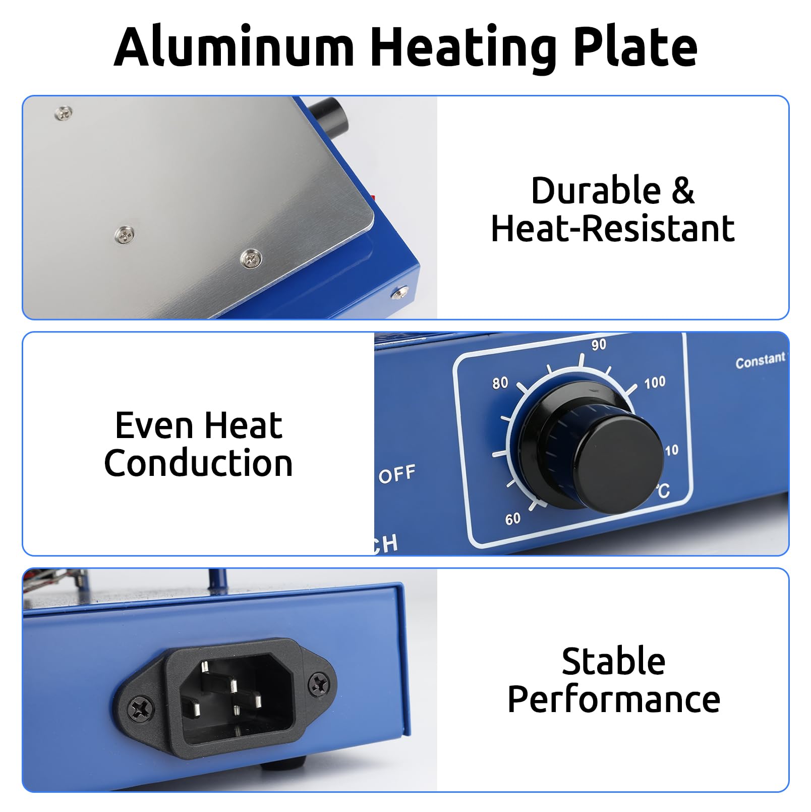 Stazione di Preriscaldamento PCB 450W, Piastra Riscaldante per Saldatura | 180×130 mm con Display LCD, Stazione di Pre-Riscaldo 60–120℃, con Saldatore, Spatola, Righello in Acciaio e Pinzetta
