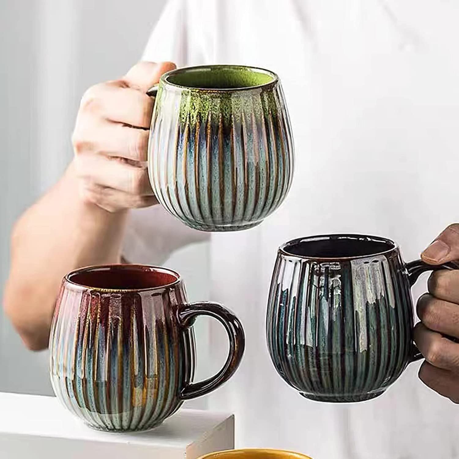 Taza de café, Taza de café de cerámica de 500 ml, Tazas de café de gres, Tazas de té, Taza de café de Porcelana, Tazas de Capuchino, Tazas con Forma de Calabaza