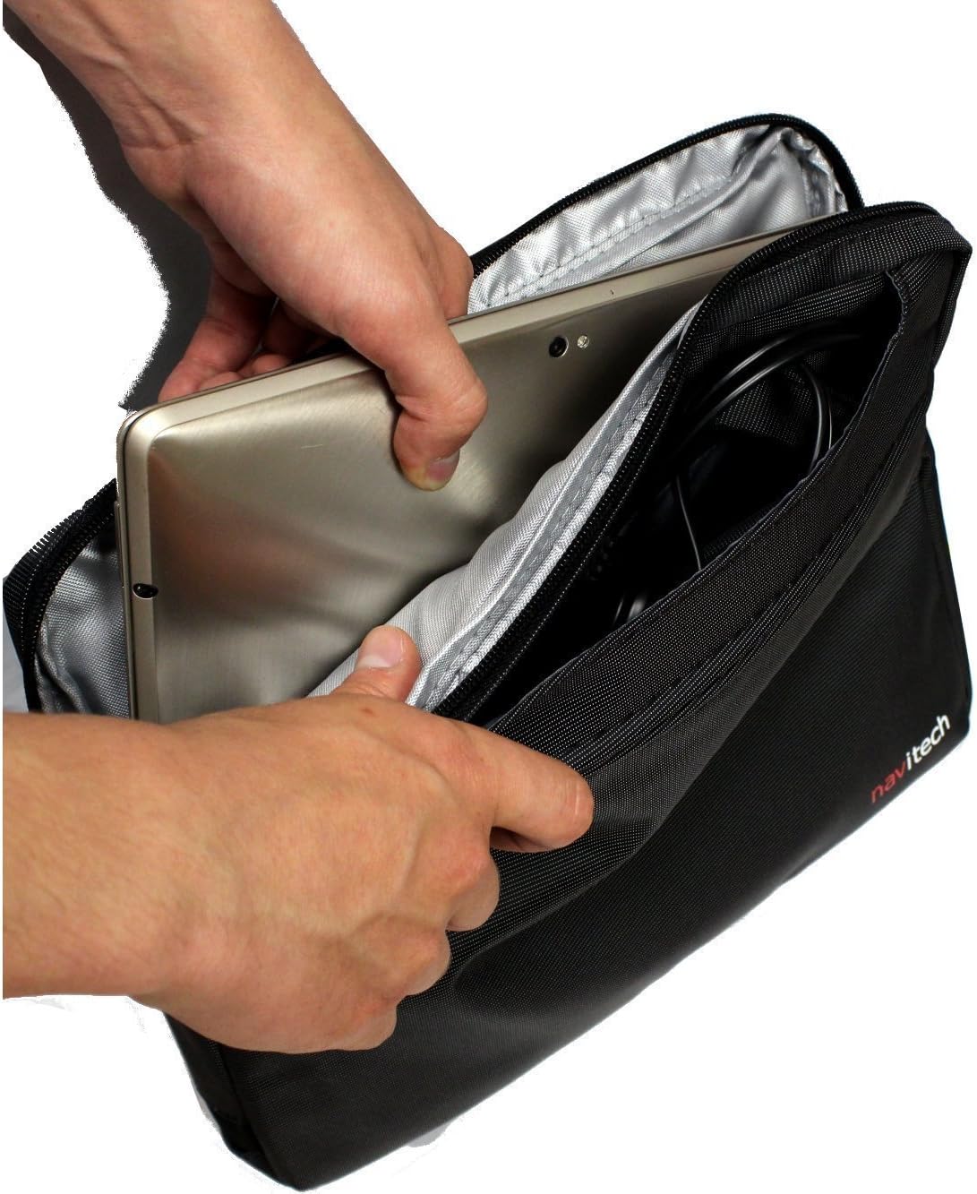 Navitech Black Sleek Premium Water Resistant Shock Absorbent Carry Bag Case Compatible With HP 15-BA097NL Notebook, 15.6 inch Display