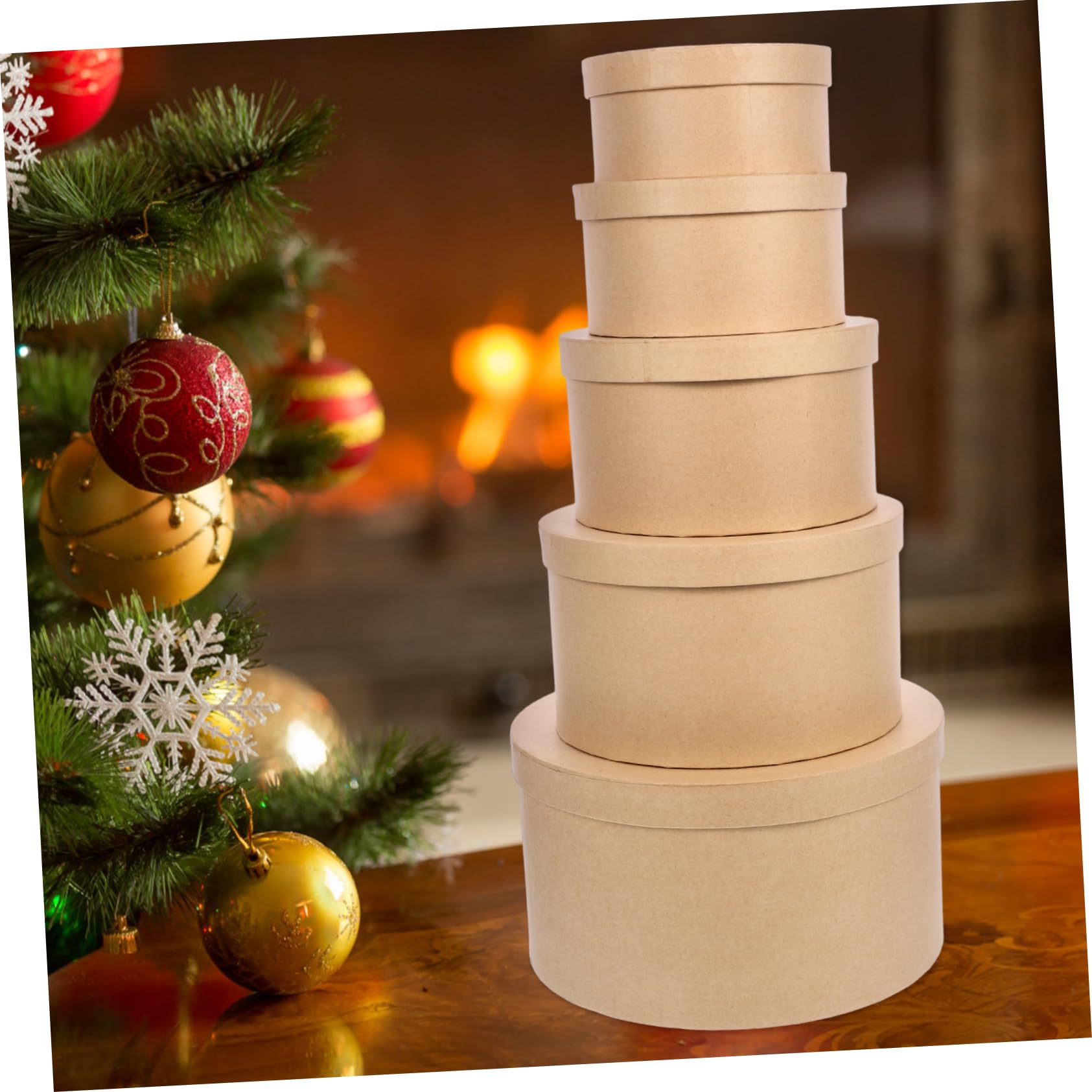 Beaupretty Scatola Regalo Rotonda in Carta Kraft Khaki, Elegante e Delicata, Dolcetti e Rossetto, Resistente e Decorativa, per Confezionare e Decorare Stanze