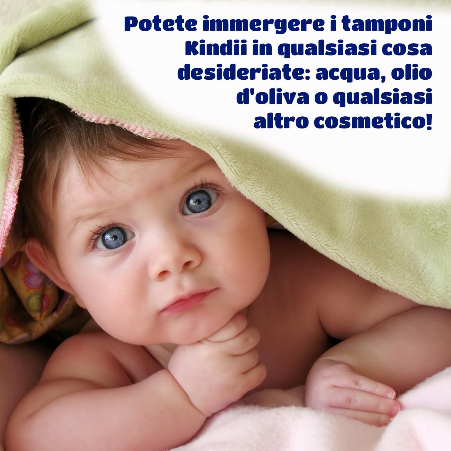 Kindii Quadrotti Cotone Neonato – (1x60 Pezzi) Cotone – Quadrati grandi per pelli sensibili – Sostituiscono salviettine umidificate, non si sfilacciano – 60 Pezzi
