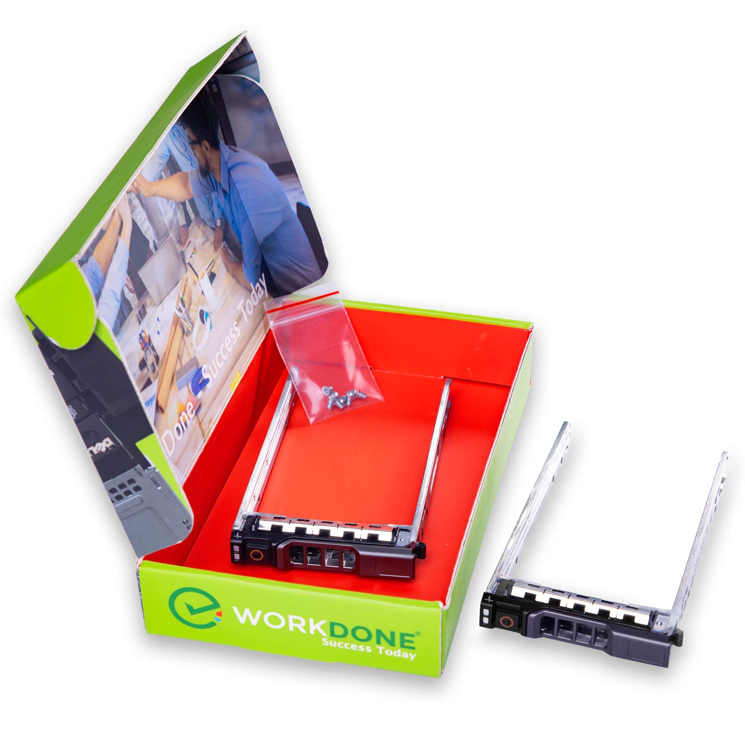 WorkDone (Pack 2 u.) Plateau Caddy HDD 2.5" Compatible avec Les serveurs Dell PowerEdge R320 R420 T420 T620 R620 R720 R720XD R820 R920 G176J - Hot-Plug Adaptateur Traîneau - Installation Facile
