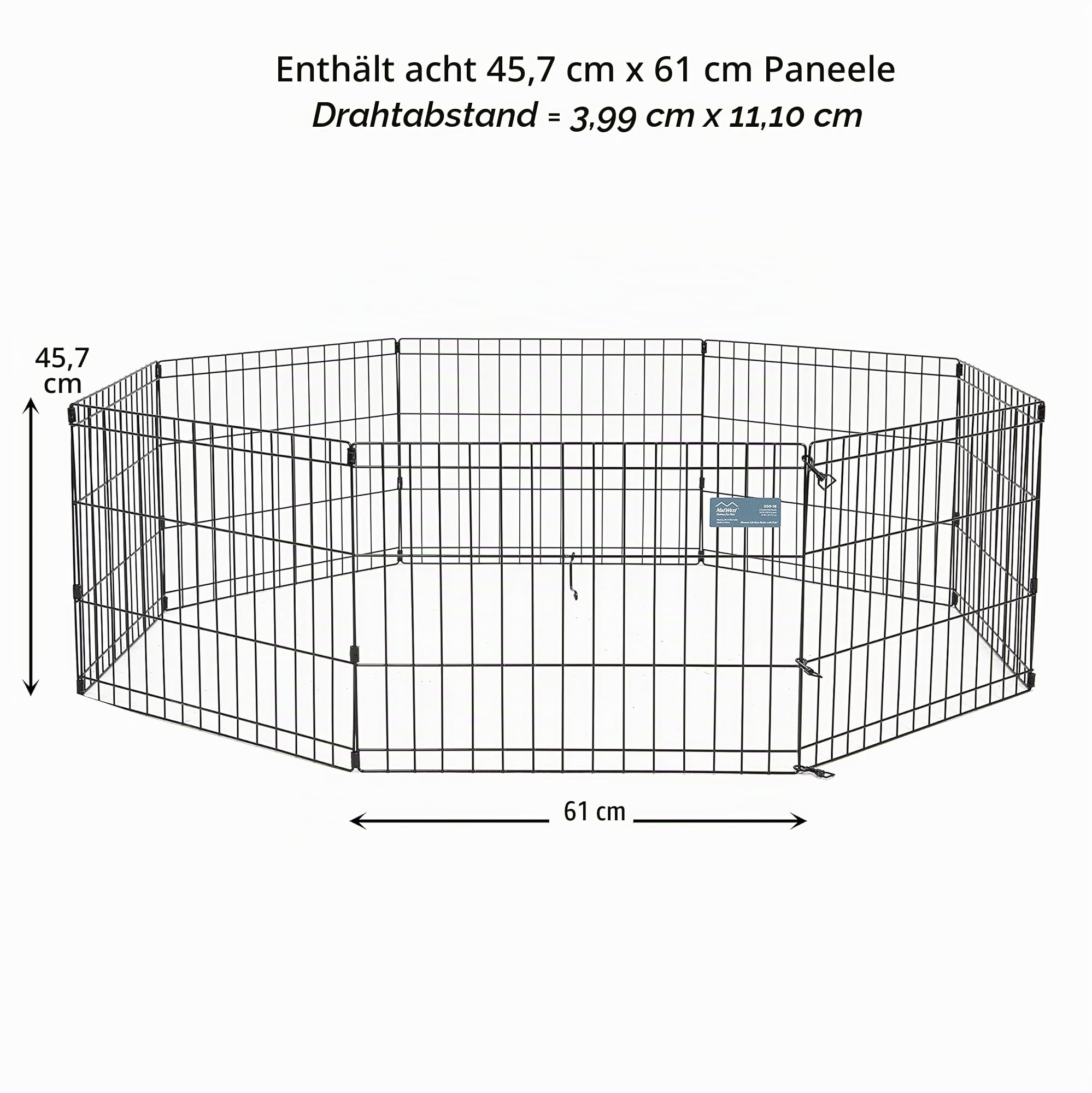 MidWest Homes for Pets Hunde-Gehege aus Metall, zusammenklappbar, mit Tür, inklusive Erdspießen, bietet 1,5 m² Spielfläche, 61 cm hoch, schwarz elektrostatisch beschichtet.