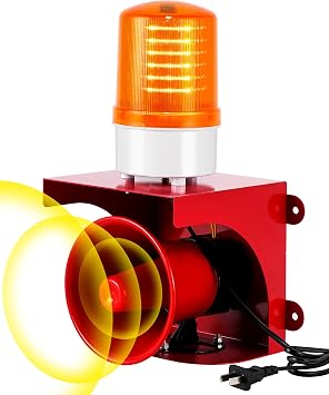 120dB Industrial Siren Alarm, IP55 Outdoor Sound and Light Alarm, Waterproof Siren with Light for Office, Home, Factory, Warehouse, Intruders, Emergency110V