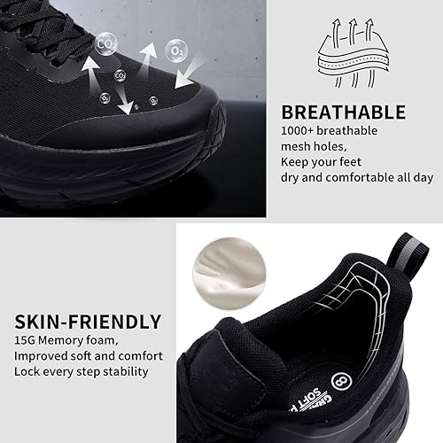 Miniatura 5 de Zapatos deportivos para correr y caminar para hombre Máxima comodidad acolchada Duradera antideslizante Zapatillas deportivas transpirables de