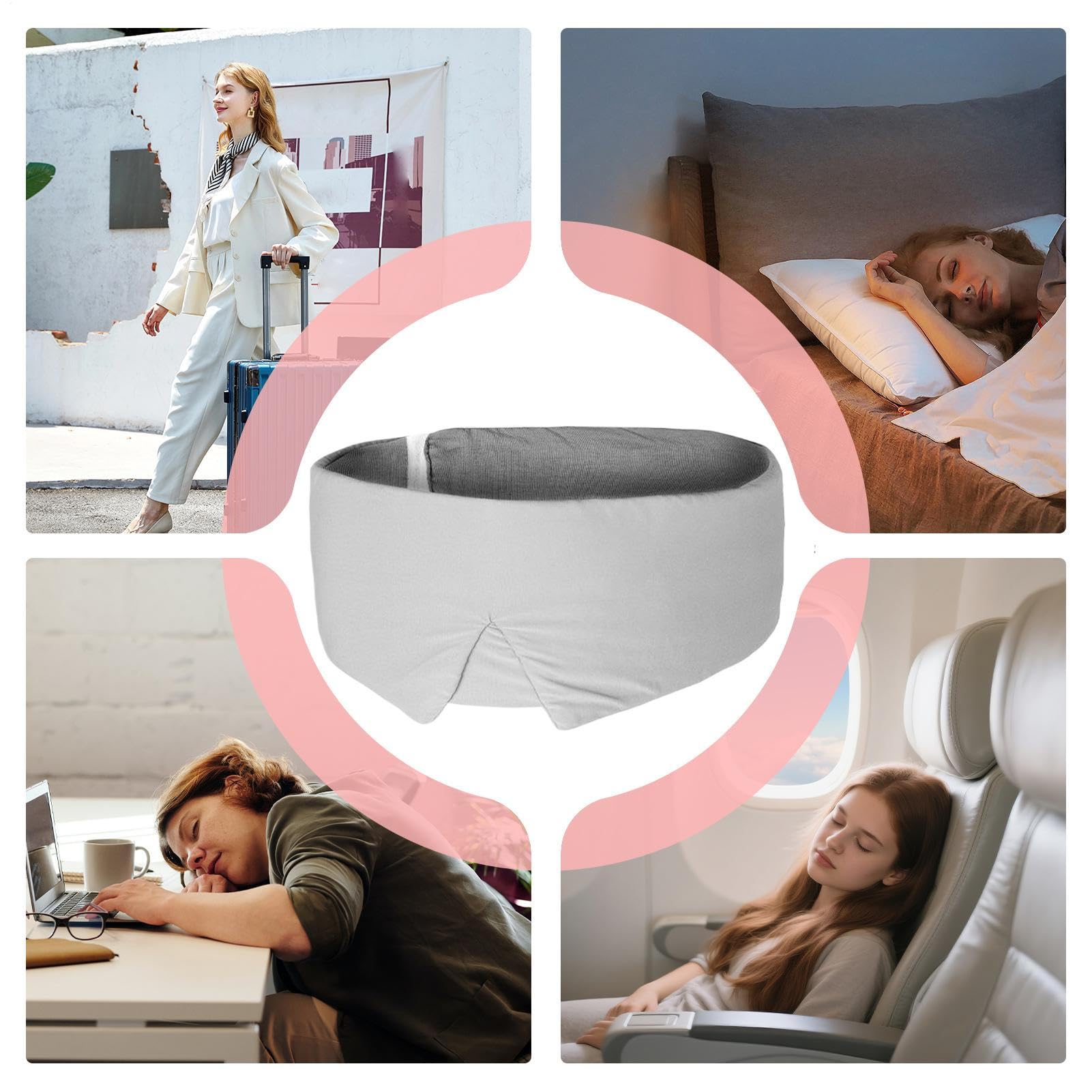 Maschera Occhi Maschera Oscurante da Viaggio | Maschera Nera Traspirante con Cinturino Regolabile per Sonno Ufficio Casa Viaggio Relax Yoga