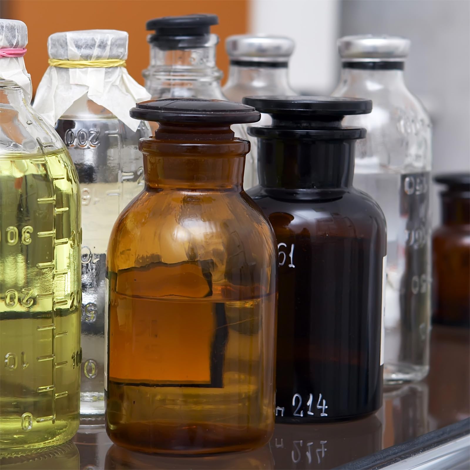 PATIKIL Flacon À Réactif, 125/500/1000ml Verre À Large Ouverture Pour Stockage De Réactifs Avec Bouchon En Verre Rodé Pour Laboratoire Eau Réactifs Liquides, Chimie, Science, Vase, Parfum,