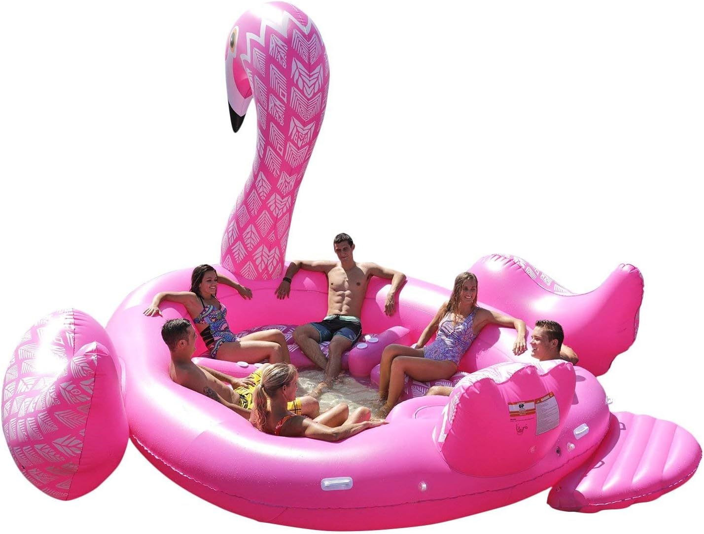 6-Person Inflatable Party Island Pink Party Bird Giant Flamingo Float