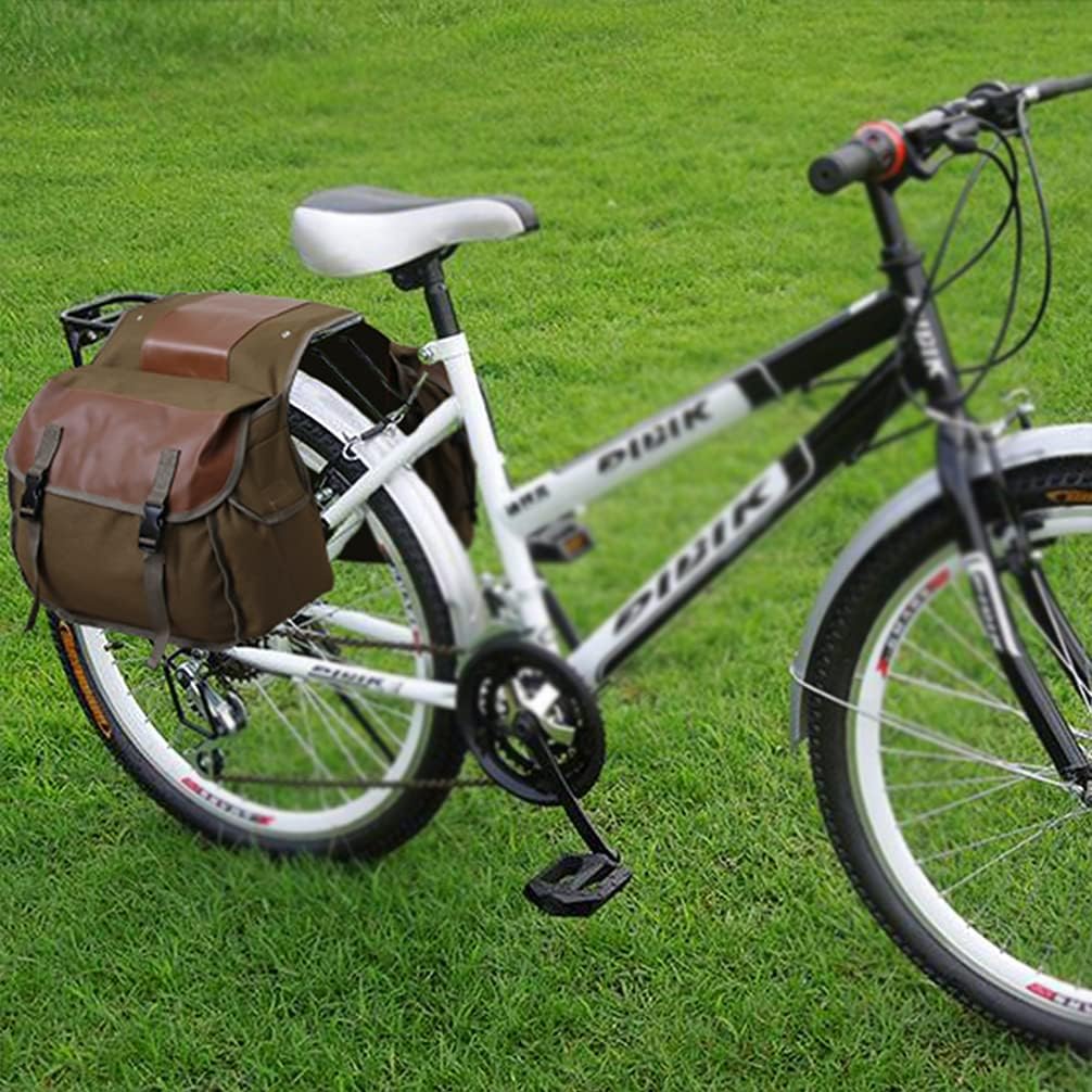 Bicycle Panniers Bag Portable Bike Saddle Bag Large Capacity Bicycle Rear Seat Bag Bike Cargo Bag Bike Rack Trunks Rear Seat Carrier Pack Storage Pouch (Brown)