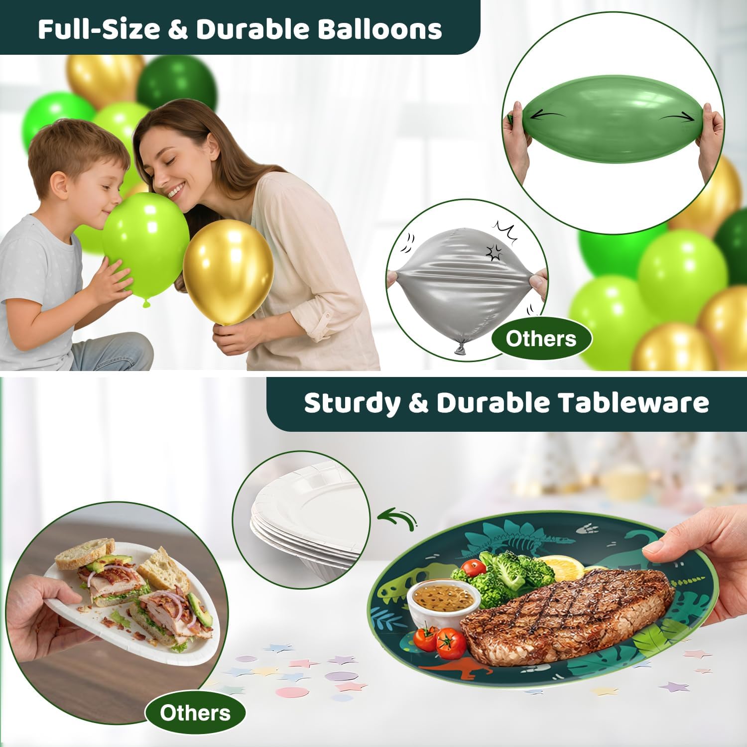 Hand-Drawn Dinosaur Birthday Decorations, Dino Party Supplies Set for Kids image 5