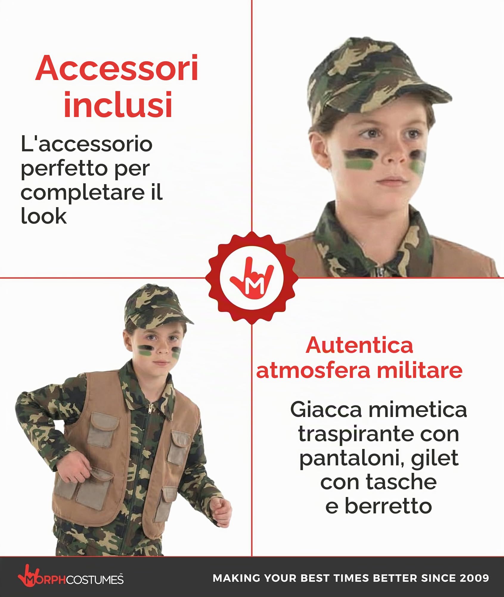 Fun Shack Costume Militare Bambino - Vestito Soldato per Carnevale, Halloween, Compleanni e Party. Abito Divertente e Realistico