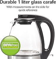 Vista 3 de Hamilton Beach Compact Hervidor de agua de vidrio, 1 litro (40930)