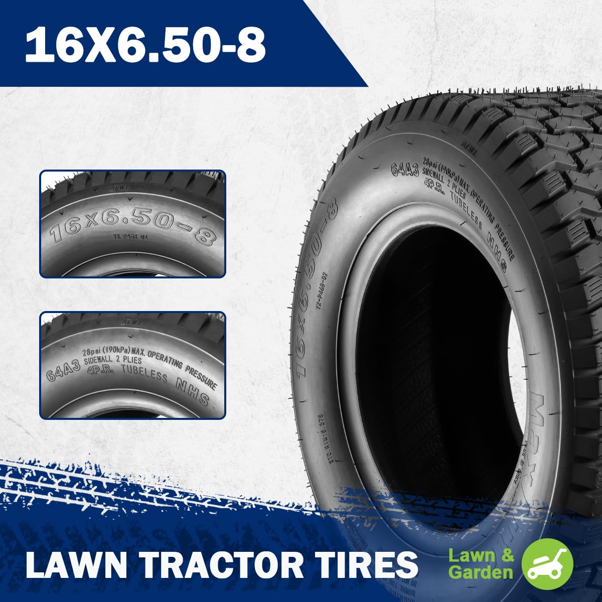 Amazon.co.jp: Set of 2 16x6.50-8 16/6.50-8 16-6.50-8 16x650x8 Turf