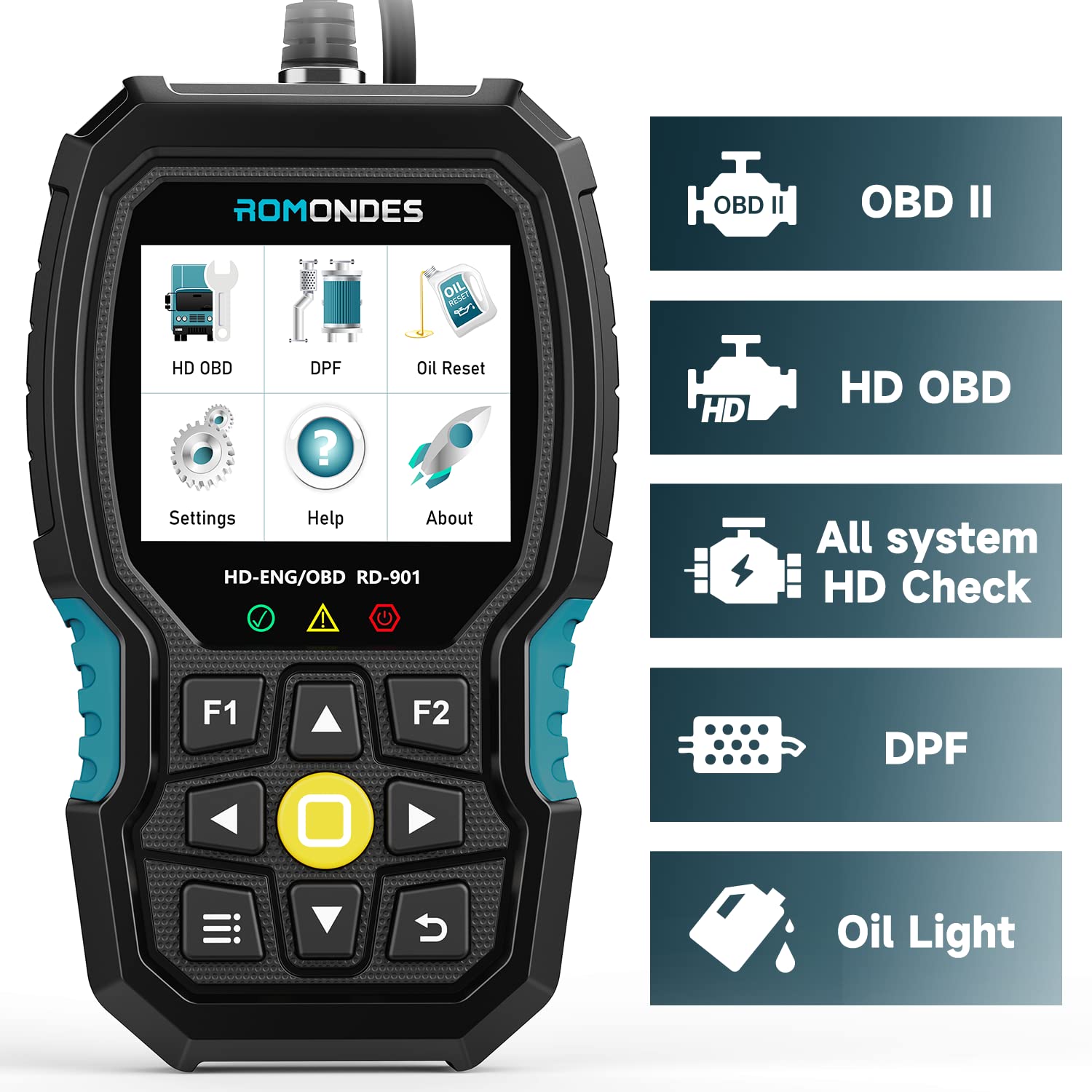 Buy Heavy Duty Truck Scan Tool, Romondes RD901 OBD2/EOBD+ HDOBD Diesel