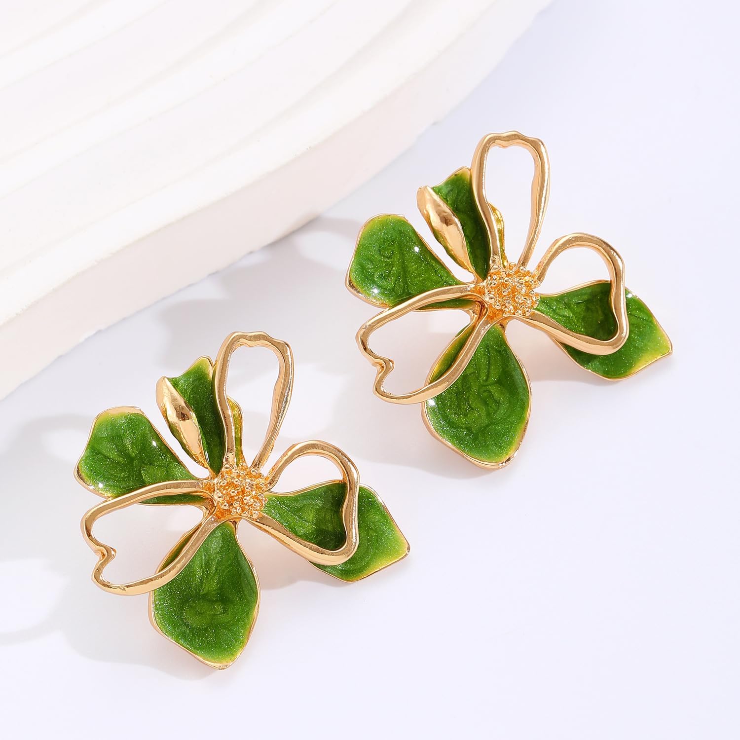 Gold Flower Earrings for Women Gold Statement Earrings Flower Stud Earrings Floral Statement Summer Earring Wedding Prom Birthday Fashion Jewelry - Image 4