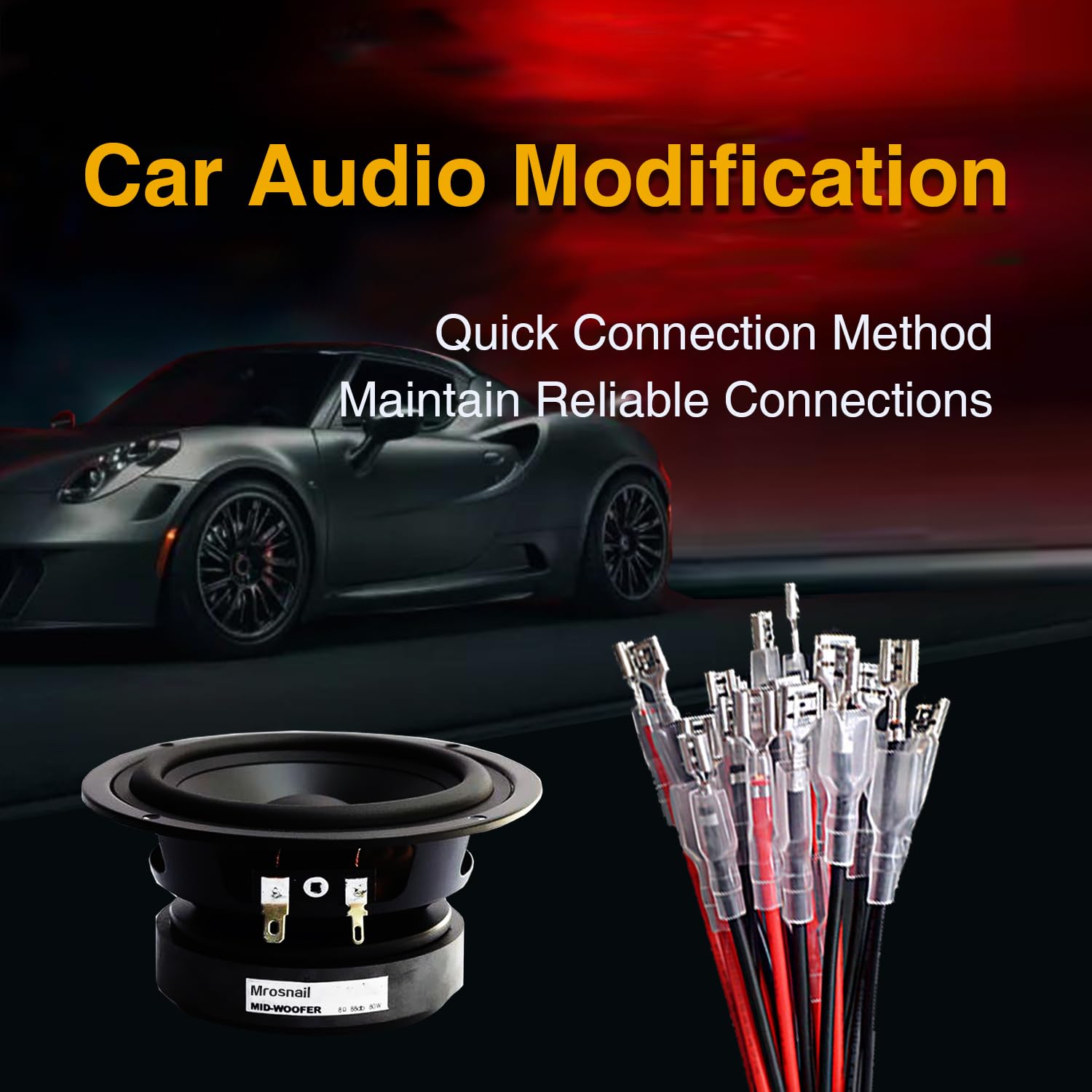 30Pcs Female Spade Crimp Terminals with Insulating Sleeves, 2.8mm/4.8mm/6.3mm, 20cm Red/Black 18AWG Wires - Tin-Plated Copper Quick Splice Connectors Kit for Automotive and Electrical Use