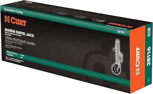 Miniatura 8 de CURT 28116 - Gato de remolque de barco marino con rueda de 8 pulgadas 1500 libras Recorrido vertical de 11 pulgadas