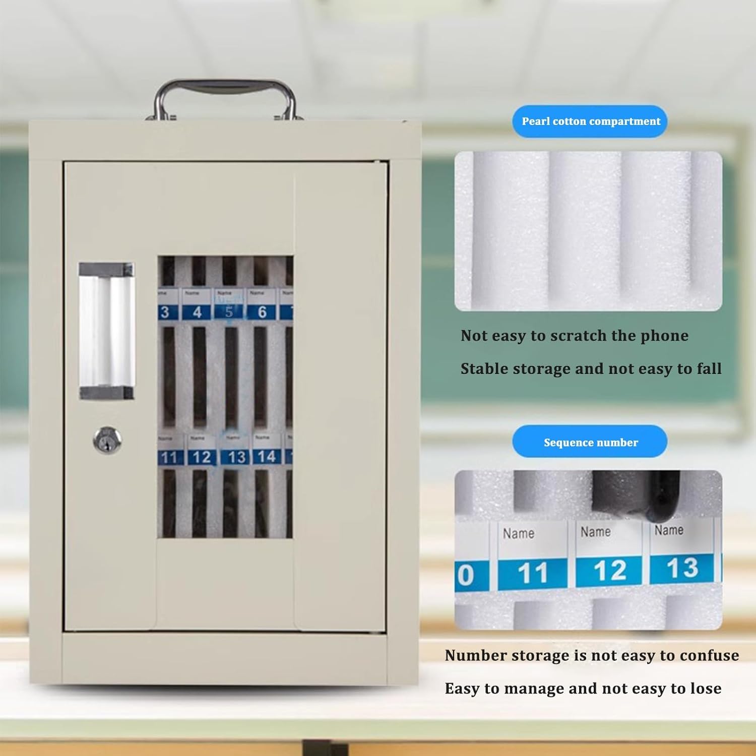 Mobile Phone Locker for Students - Secure School Storage Cabinet, Portable Safe Box for Cell Phones, Compact Size 36, Ideal for Classroom Use
