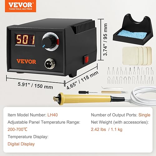 Miniatura 7 de VEVOR Kit de combustión de madera, temperatura ajustable de 200  1,292.0 F con pantalla, quemador de madera con 1 bolígrafo de pirografía, 23 puntas