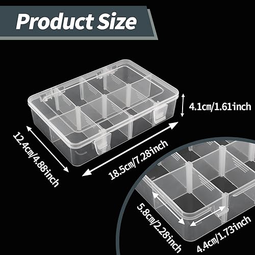 Miniatura 5 de 1 paquete de caja de plástico duro de 8 rejillas con espacio en blanco desmontable para piezas pequeñas, piezas de herramientas de hardware (7.28 x