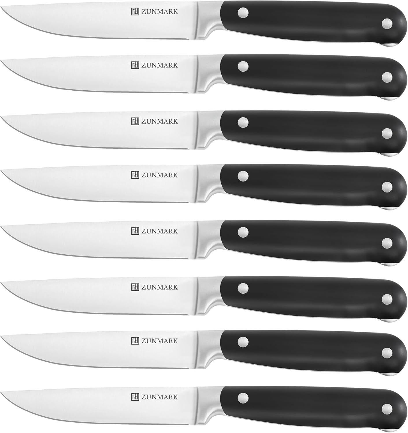 Skylark Series Steak Knives Set of 8 – Forged High-Carbon X50CrMoV15 Steel Straight Edge, 4.5" Full Tang Kitchen Knives, One-Piece Design
