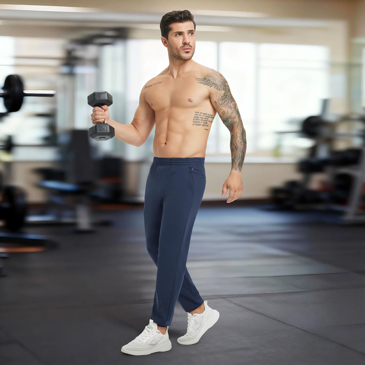 M MAELREG Men's Fleece Joggers with Zipper Pockets Winter Warm Water Resistant Golf Running Gym Pants Sweatpants for Men - Image 3