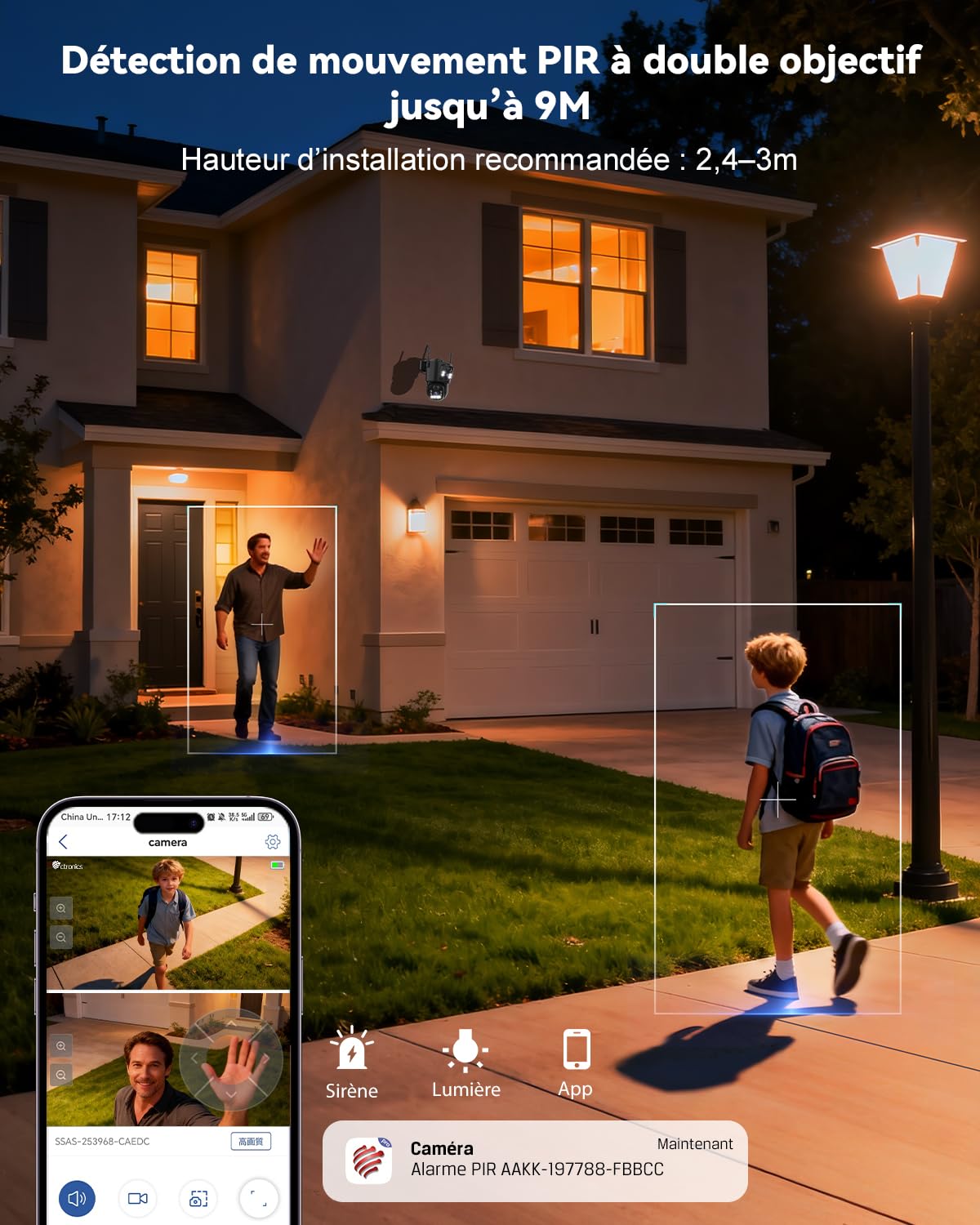 Ctronics 4G LTE Caméra Surveillance Exterieur sans Fil Double Objectif