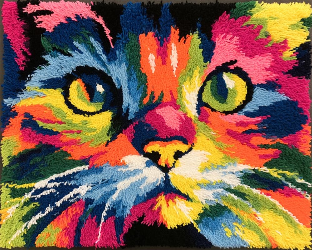 FWRTYCB Latch Hook Rug Kits,Colorful cat