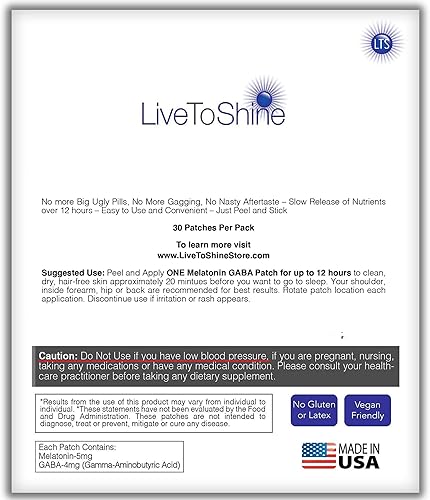 Miniatura 7 de Live To Shine Parches de melatonina para dormir - Plus GABA para calmar los cerebros ocupados rápidamente - Combo perfecto para hombres y mujeres -