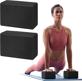 Gaiam Yoga Blocks 2-Pack - Latex-Free EVA Foam, Non-Slip Beveled Edges for Stability in Yoga, Pilates & Meditation