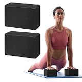 Gaiam Yoga Block - Supportive Latex-Free Eva Foam - Soft Non-Slip Surface with Beveled Edges for Yoga, Pilates, Meditation Black 2 Blocks