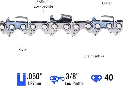 Miniatura 8 de Cadena de motosierra S45 de 12 pulgadas, paso LP de 38 pulgadas, calibre .050 pulgadas, 45 eslabones de transmisión, paquete de 3 unidades para