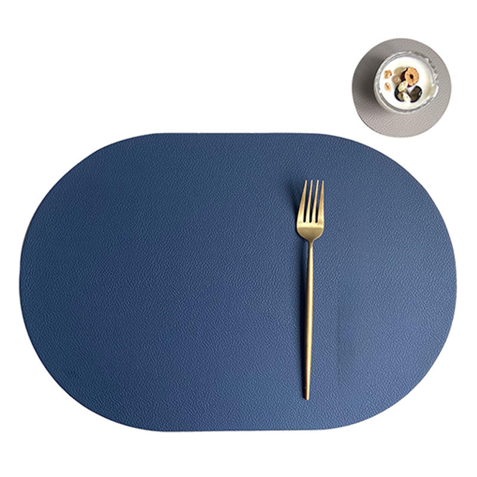 Buxuaaaa Premium PU Leather Placemats & Coasters Set, Oval Spill-Proof Tableware Mats for Commercial/Home Modern Tableware Placemats