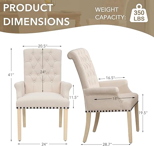 Miniatura 57 de LOULENS Lujosas sillas de comedor de terciopelo, modernas sillas de comedor tapizadas copetudas, reposabrazos con patas de acero inoxidable para