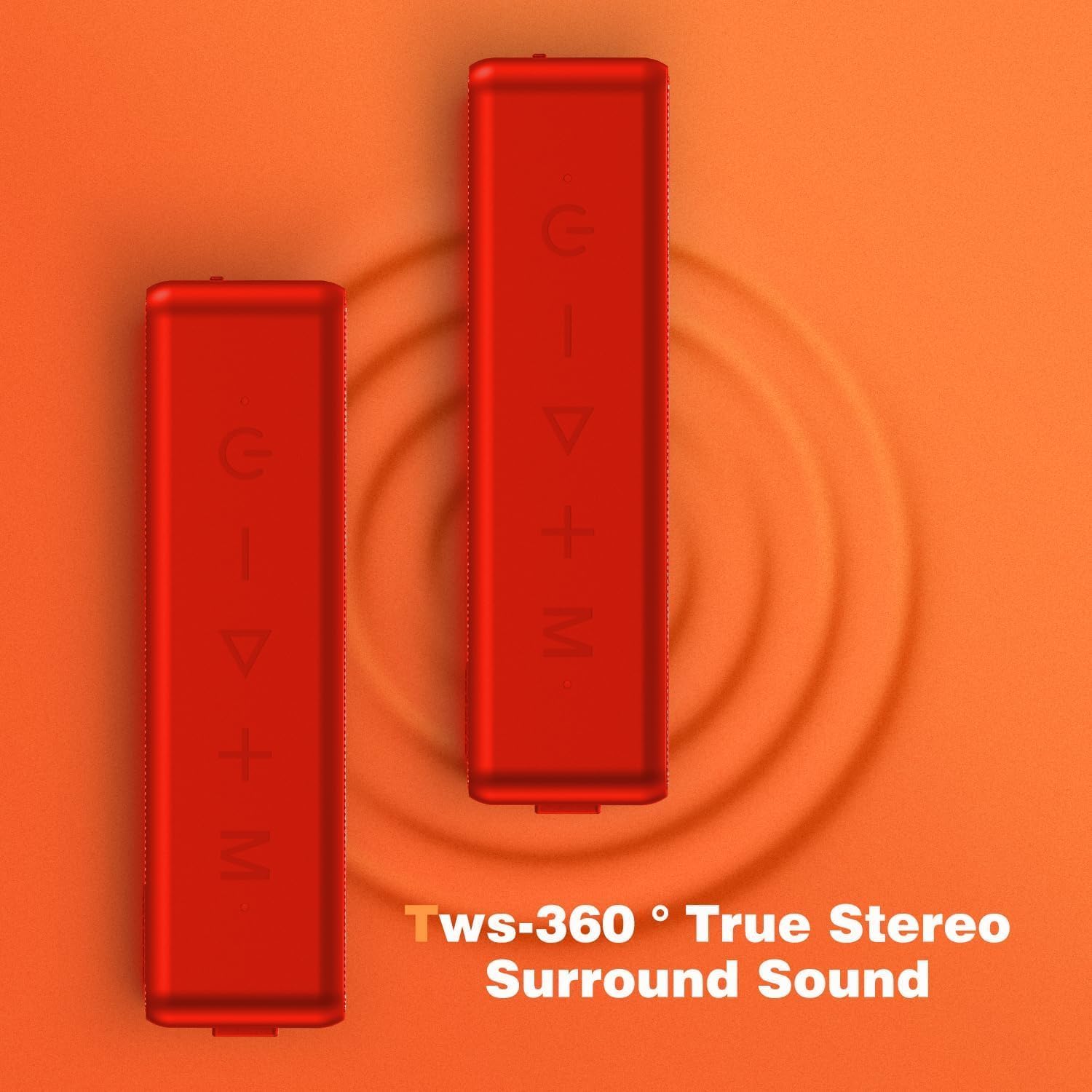 Raymate Bluetooth Speaker, Portable Speakers with IPX7 Waterproof, Wireless Blue Tooth 5.0, 20W Stereo Sound, TWS Pairing, 15H Playtime Small Shower Speaker for Outdoor Home Party Gift(Red) 4