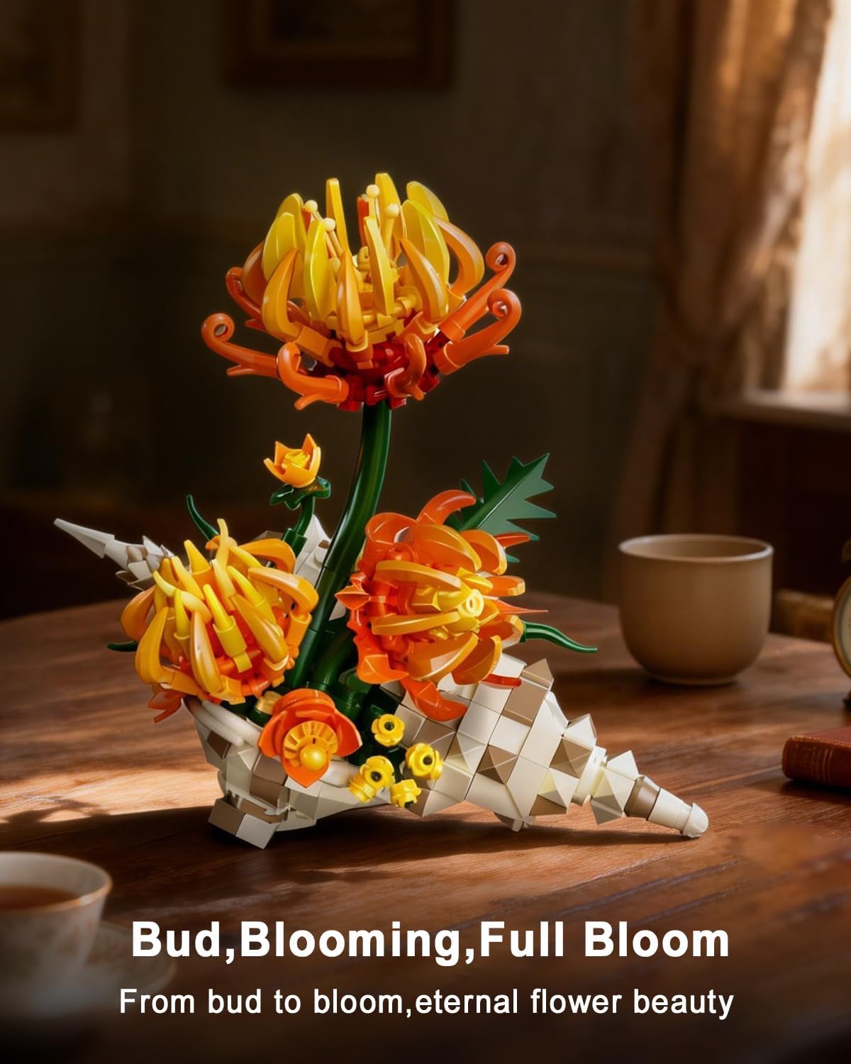 Chrysanthemum Flower Building Set (585 PCS) Compatible with Lego, Everlasting Botanical Collection, DIY Floral Home Decor Gift for Mother's Day, Birthdays, Women & Adults Age 12+