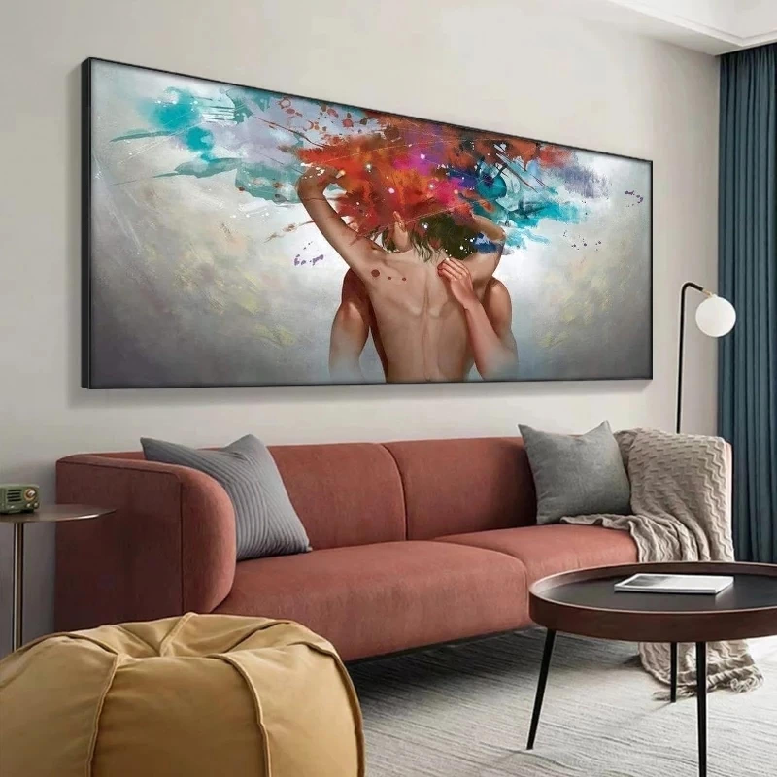 HIPWST Abstract Watercolor Naked Man and Woman Canvas Paintings Posters and Prints Wall Art Pictures for Living Room Decor 20x40cm Frameless