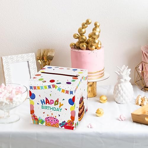 Miniatura 4 de Caja de tarjetas de feliz cumpleaños, regalos de fiesta, buzón de cartón, caja de dinero para niños, bebés, adultos, fiesta de cumpleaños, mesa de