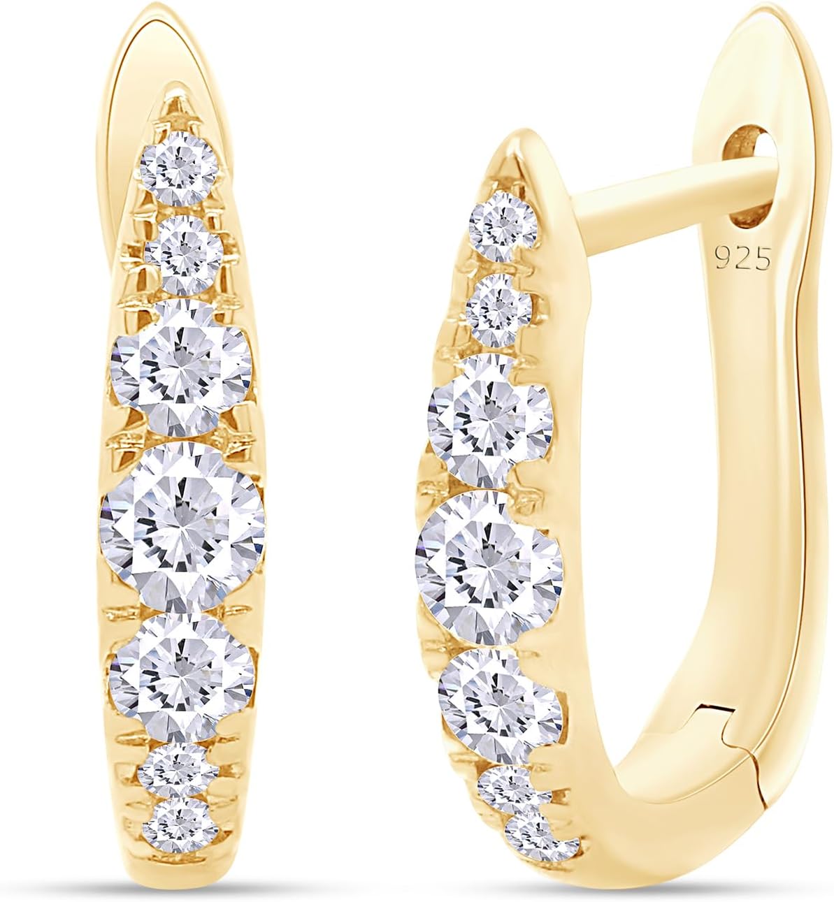 Huggie Hoop Earrings for Women Round Lab Created Moissanite or Lab Grown Diamond Earrings for Her in 14K Gold Over Sterling Silver Jewelry Gift For Her